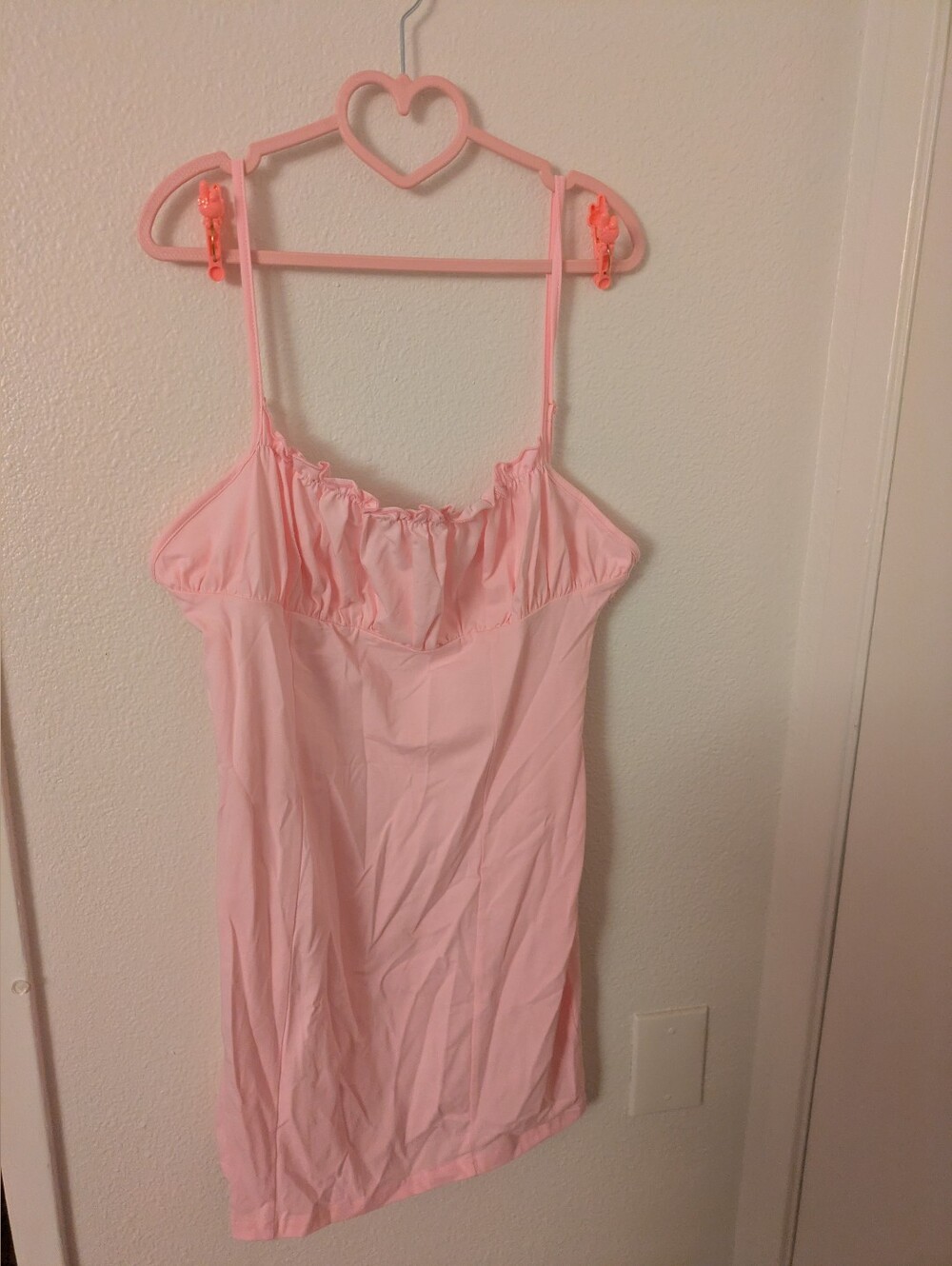 Shein Gathered Bust Pale Pink Spaghetti Strap Dress XL